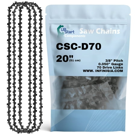 3-Pack 20" Full Chisel Chainsaw Chain D70 Replacement for Poulan 5200 Chainsaws - (20 inch, 3/8" Pitch, 0.050" Gauge, 70 Drive Links)