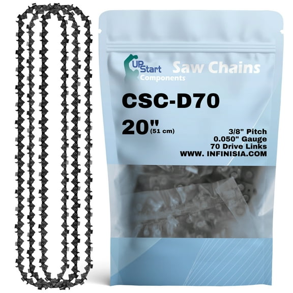 3-Pack 20" Full Chisel Chainsaw Chain D70 Replacement for Poulan 5200 Chainsaws - (20 inch, 3/8" Pitch, 0.050" Gauge, 70 Drive Links)