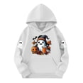 thumbnail image 3 of SERTG Children Halloween Printed Hooded Tops Long Sleeved Sweatshirt with Pockets Fleece Top Hooded Sweatshirt for Girls 3-14 Years(White,13-14 Years), 3 of 3