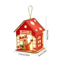 thumbnail image 3 of PuSpu Christmas Cabin Ornament 3D LED Wooden Pendant 9x7.5x6 cm Multicolor 1Pcs Hanging Home Tree Fireplace Window Holiday Ambiance Decor Light, 3 of 6