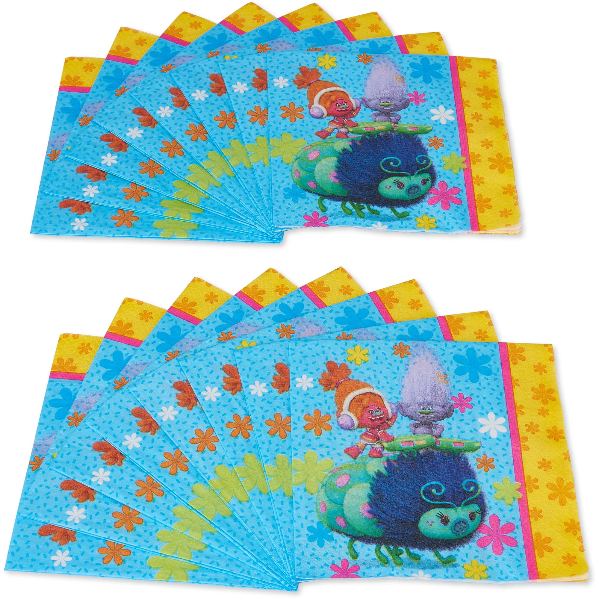 Unique Trolls Beverage Napkins – 16 Count, 5x5 Inches, 2-Ply Paper With Cooper Design, Party Supplies For Kids