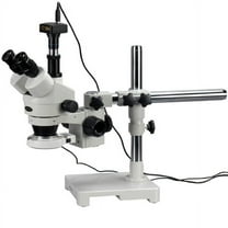 AmScope 3.5X-90X Trinocular LED Boom Stand Stereo Microscope   3MP Camera New