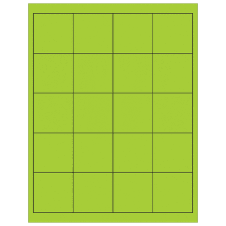Box Partners Rectangle Laser Labels 2" x 2" Fluorescent Green 2000/Case LL172GN