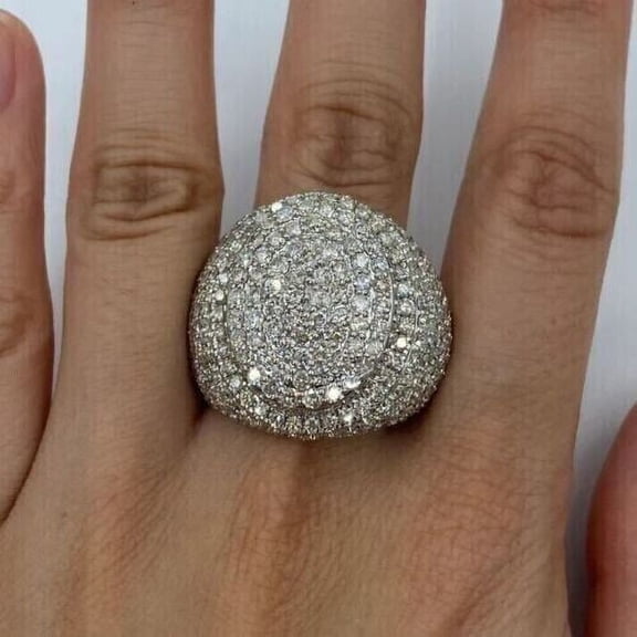 Forever Jewels 6Ct Round Cut Moissanite Men Cluster Engagement Ring 14K White Gold Plated