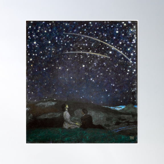 Falling Stars - Franz Von Stuck Poster Wall Art, Modern Wall Decor, 24x36 UNFRAMED