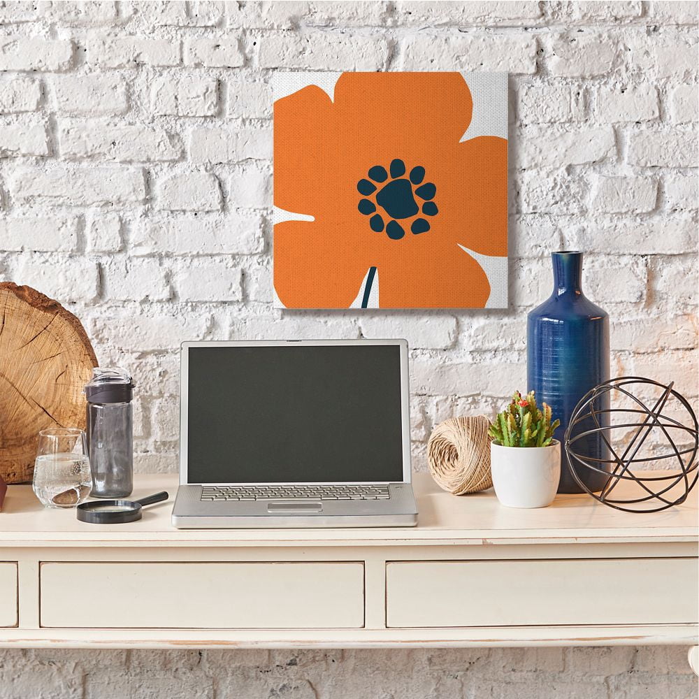 Stupell Industries Minimal Orange Flower Abstract Pop Floral Design Canvas Wall Art Design by Wild Apple Portfolio, 24" x 24"