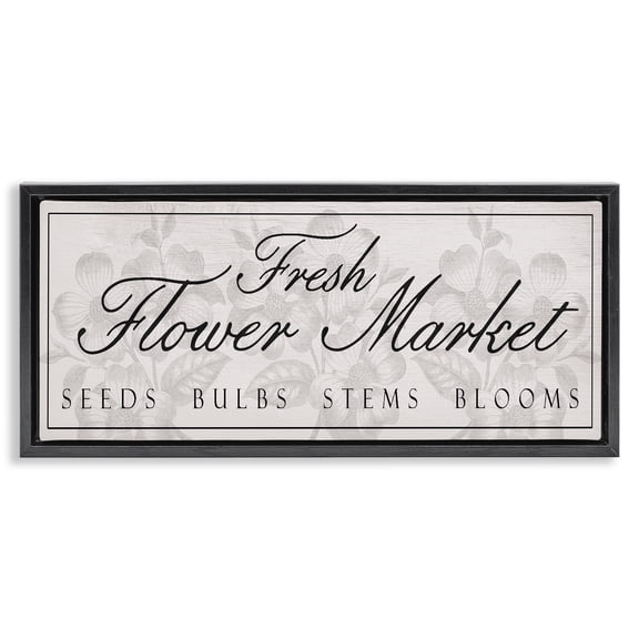 Stupell Industries French Country Vintage Fresh Flower Market Black Floating Frame Canvas Art, 25 x 11, by Lil' Rue