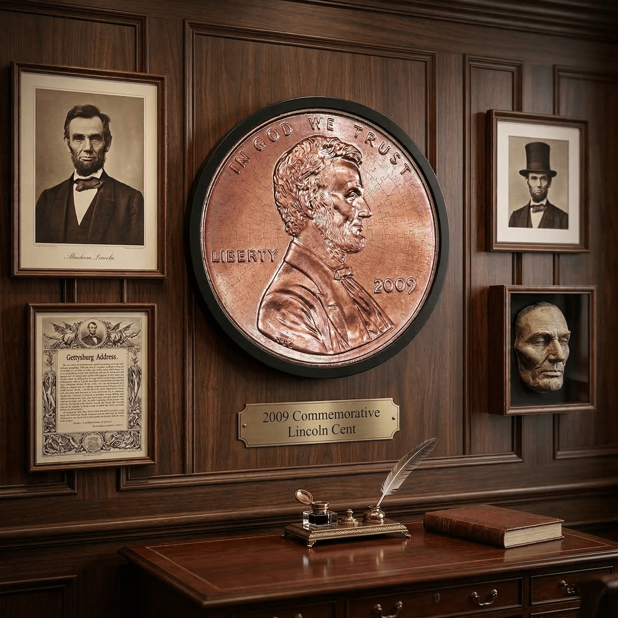 Lincoln Penny 1000 Pc Round Puzzle by Pigment & Hue