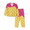 thumbnail image 1 of Balery Red Ice Cream Conjunto de Pijama con Estampado para Mujer, Conjunto de Dos Piezas con Manga Larga, Ropa de Dormir Suave con Bolsillos, Pijamas Cómodos-Large, 1 of 7