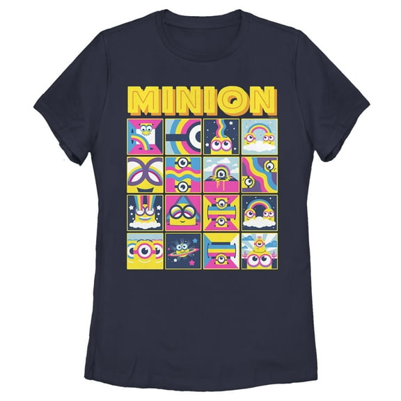 Women's Minions: The Rise of Gru Rainbow Panels  Graphic Tee Navy Blue Large