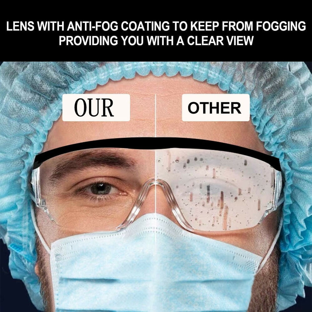 4 pcs Safety Goggles Glasses Anti Fog Lens Clear Chemical Work Lab Protective