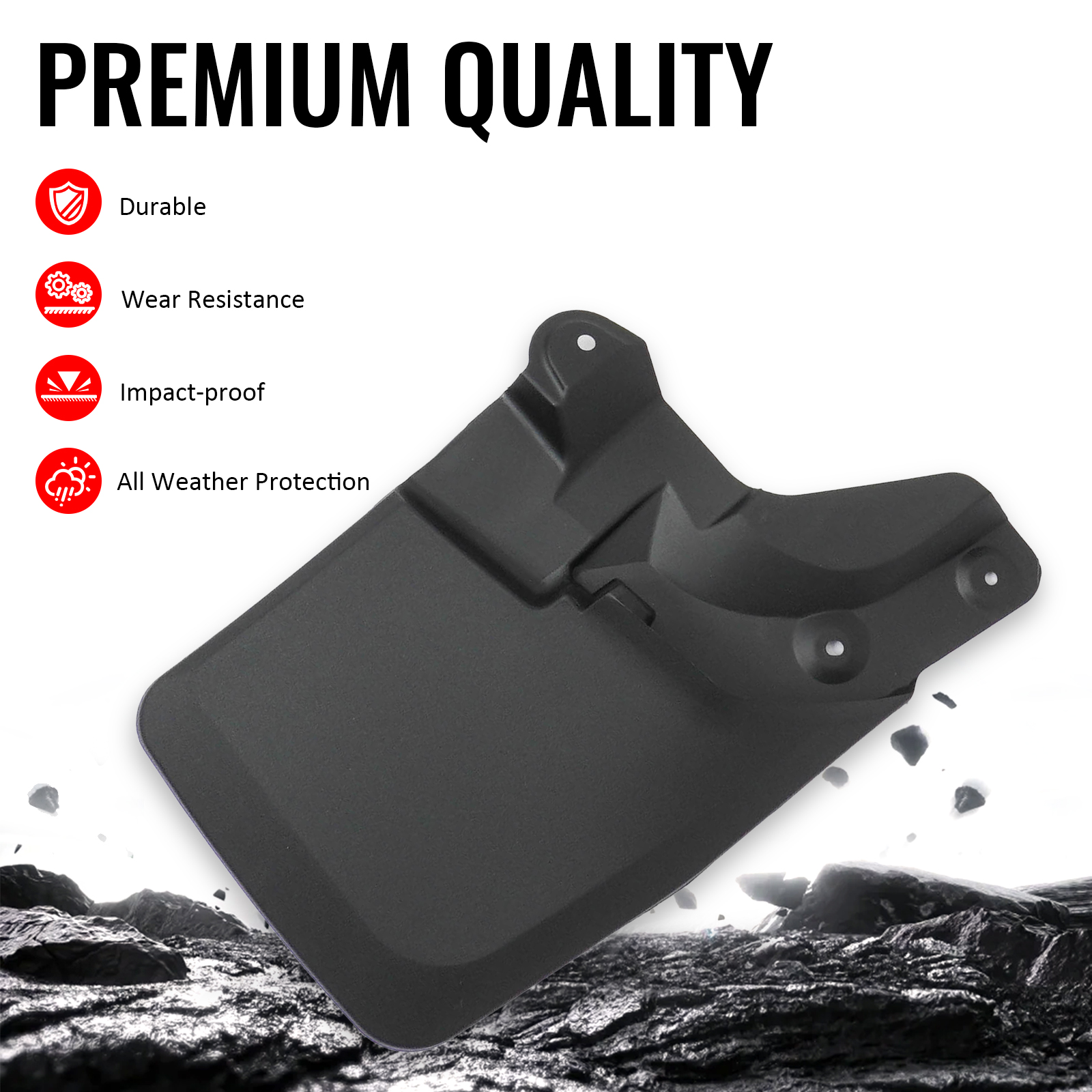 Ikon Motorsports 4PCS Front Rear Mud Flaps Wheel Arch Splash Guards MudFlaps For 2016-2023 Toyota Tacoma W/OEM Fender Flares, Black PP PT345-35170