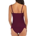 thumbnail image 5 of Ayolanni Twist Front Tankini Swimsuits for Women High Cut Two Piece Solid Swimwear Summer Push-Up Beach Bathing Suit Tank Tops with Board Shorts Red XL, 5 of 5