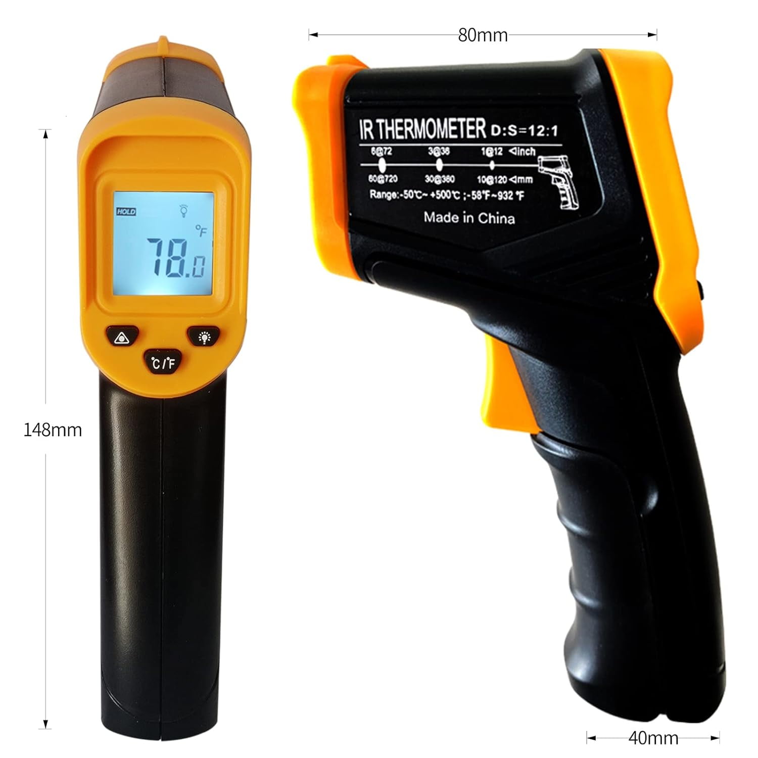 Digital Infrared Thermometer Gun For Cooking,BBQ,Pizza Oven, Infrared Thermometer Laser With Backlight,-58℉~712℉(-50℃~380℃) Handheld Non Contact Heat Laser Temperature Gun (Not For Human
