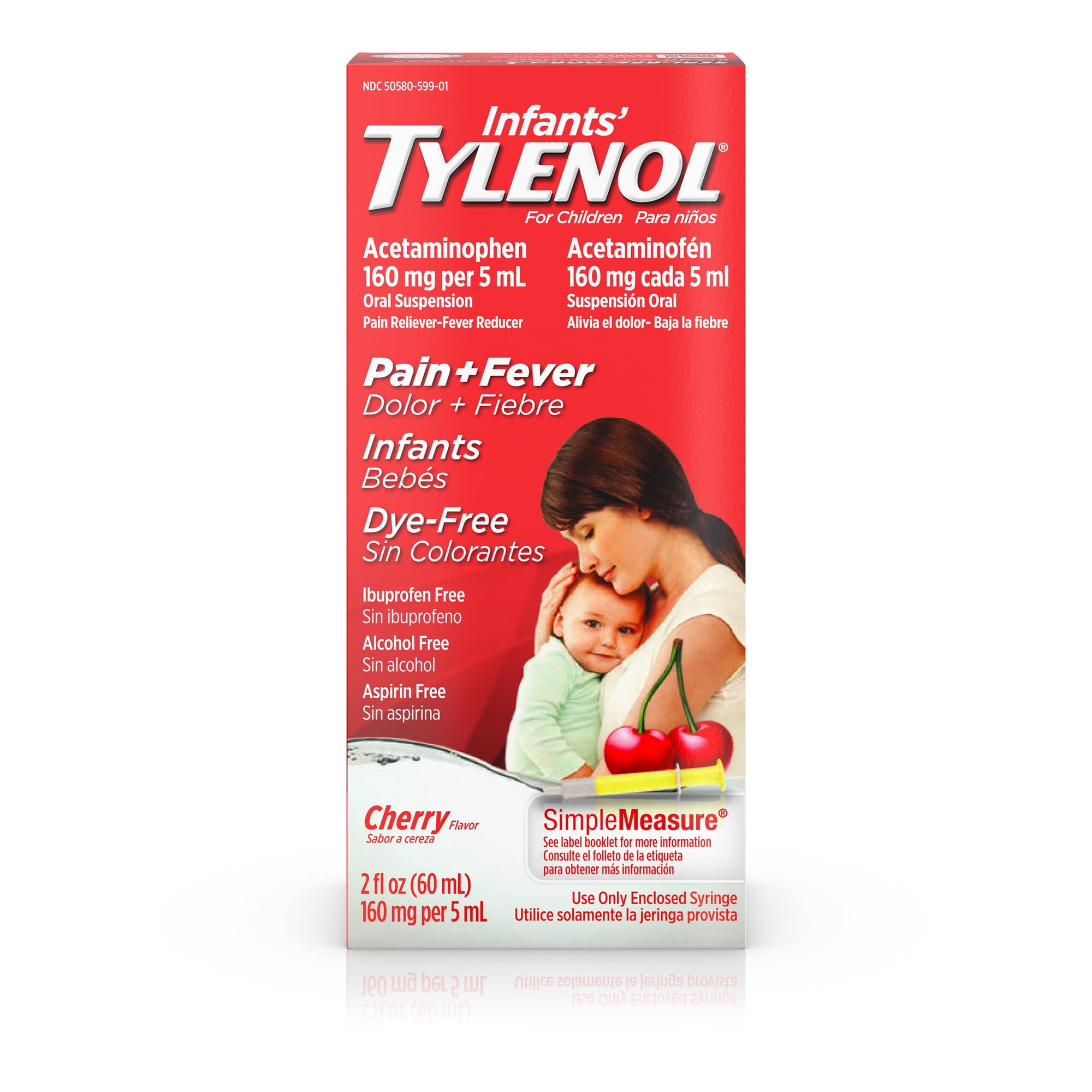 Infants' Tylenol Pain & Fever Dye-Free Cherry Flavor Oral Suspension, 2 Fl. Oz.