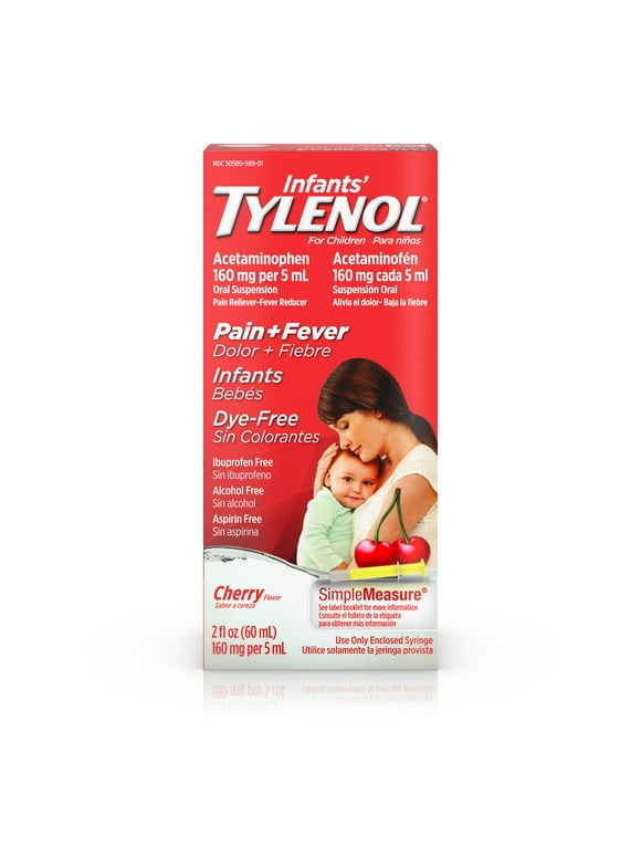 Infants' Tylenol Pain & Fever Dye-Free Cherry Flavor Oral Suspension, 2 Fl. Oz.