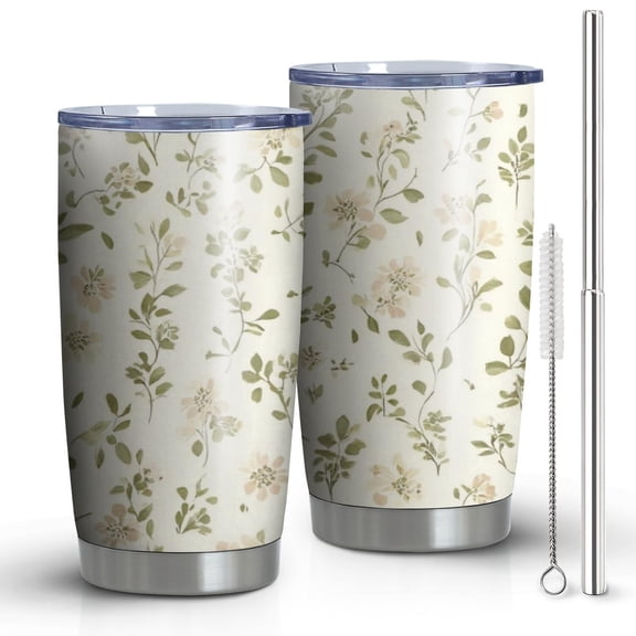 20 Oz Pioneer Floral Pattern Coffee Tumbler Double Wall Insulated Stainless Steel Water Bottle | Metal Reusable Thermoses Flask with Cup Cap | Leak & Sweat Proof with Anti-Dust Lid
