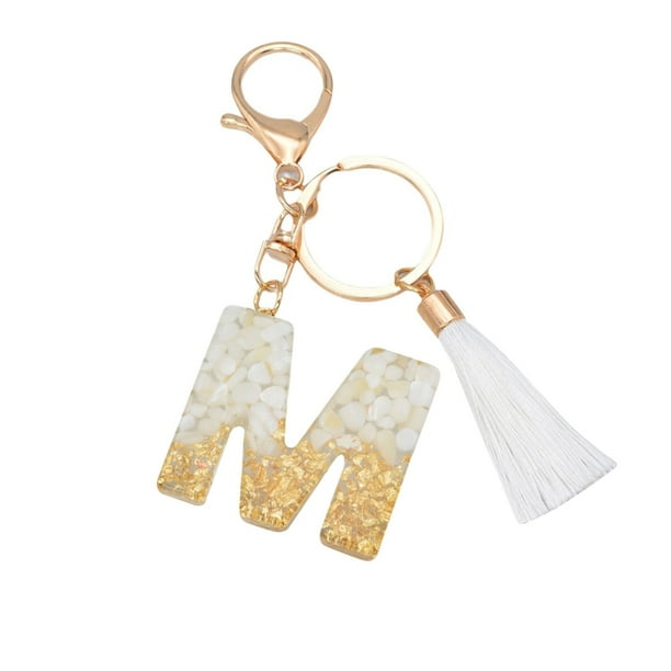 Llavero Personalizado Nuevo Blanco Boquilla Carta Llavero Cristal Colgante Bolso de Moda Llavero con Colgante