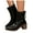 Black, variant on Pointed Toe Chelsea Boots Women Black and Brown Leather Ankle Booties Chunky Heel Elastic Gogo Boots
