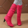 thumbnail image 6 of KEVCHE Women's Chunky Heel Knee High Boots, Fall Winter Lace Up Pointed Toe High Heel Boots with Breathable Lining, Trendy Boots for Daily Party Wear, 6 of 7