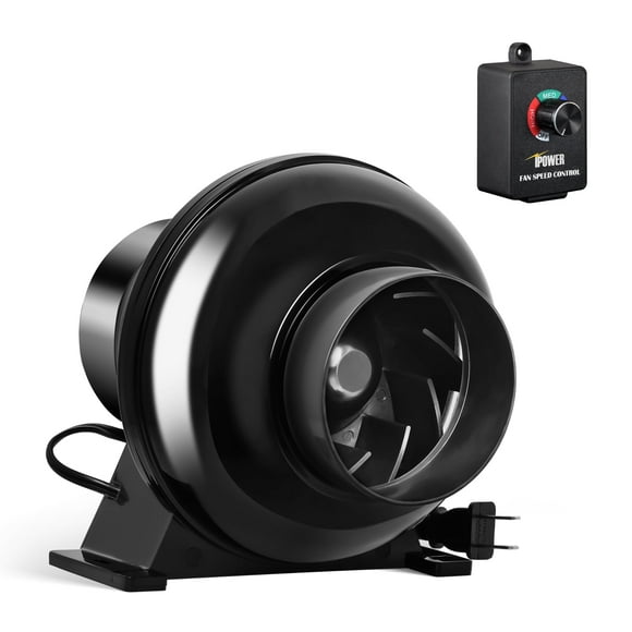 iPower 4 Inch 230 CFM Inline Duct Ventilation Fan with Speed Controller Quiet Vent Blower for Hydroponics Grow Tent Greenhouse Air Circulation Upgrade