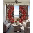 thumbnail image 4 of Blackout Curtains for Bedroom, Red Bohemian Room Darkening Window Drapes for Living Room, Boho Flower Abstract Modern Retro Art Thermal Insulated Grommet Curtains, 42x54 inch, 2 Panels, 4 of 9