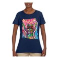 thumbnail image 3 of Dean Russo Cosmic Trash Panda Animal Lover Womens Graphic T-Shirt, Navy, XX-Large, 3 of 6
