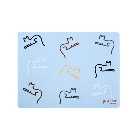 Cat Placemat by Americat for Cat Food & Water Bowls – Machine Washable, Waterproof, Made in USA Cat Feeding Mat, 16 x 12 Inches (Cats Pattern)