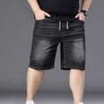 thumbnail image 2 of Cheytotty Mens Elastic Waist Denim Capri Shorts Casual Baggy Stretchy Jean Shorts Trendy Streetwear（Black 1/5XL）, 2 of 9