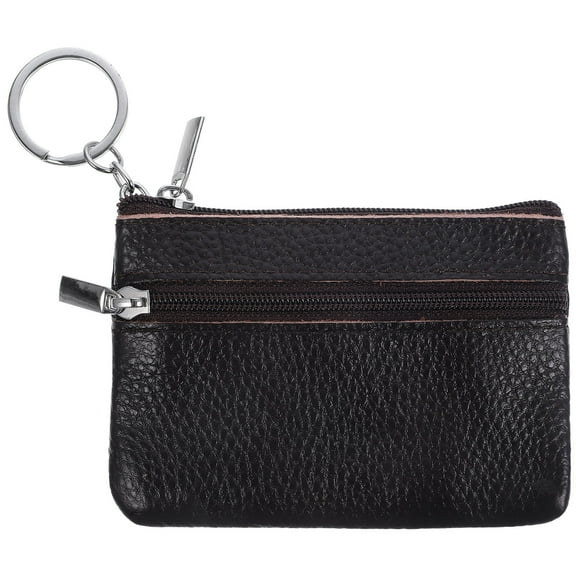 Raindrops Leather Coin Purse for Women with Keychain Storage Black Compact Lightweight 4.5 x 3.5 inches