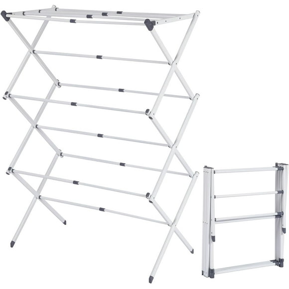 Livearty (TM) Large Expandable Clothes Drying Rack Fold Away Laundry Rack Collapsible 3 Tiers Clothes Drying Rack Steel Max. 30" / 76CM Long
