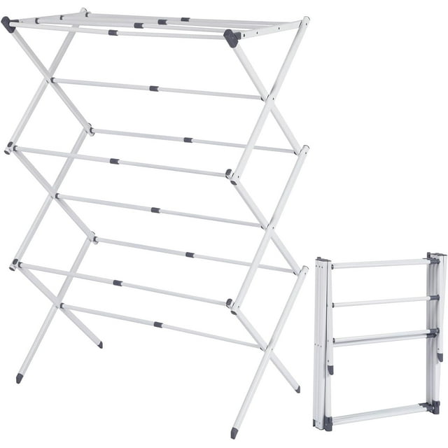 Livearty (TM) Large Expandable Clothes Drying Rack Fold Away Laundry Rack Collapsible 3 Tiers Clothes Drying Rack Steel Max. 30" / 76CM Long