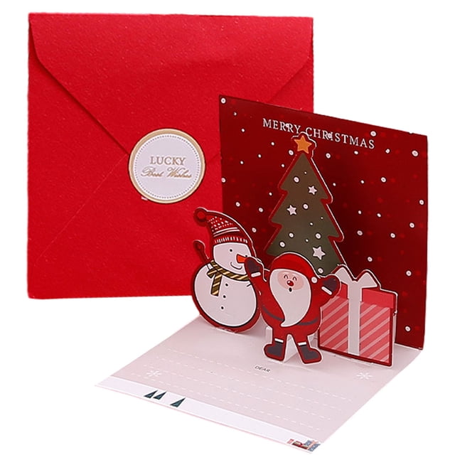 Postales navideñas con sobres para amigos, feliz día del niño, tarjetas desplegables