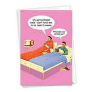 Hysterical Valentine's Day Greeting Card with 5 x 7 Inch Envelope (1 Card) Dentist Say - Retro Couple in Bed with TV