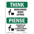 thumbnail image 1 of SignMission OS-TS-A-1218-L-11807 12 x 18 Po Signe de Pensée OSHA - Plier les Genoux en Levant Bilingue, 1 of 1