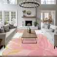 thumbnail image 4 of Pink Gold Flower Washable Living Room Rugs 8'x10', Pink Gradient Vintage Abstract Line Low Pile Throw Large Area Rug Non-Slip Sturdy Edge Binding Carpet for Bedroom Dining Room Office, 4 of 9