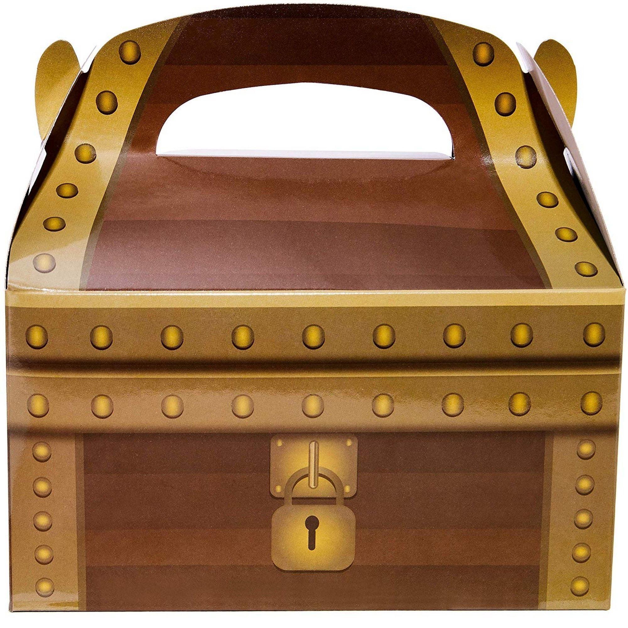 Treat Boxes - 24-Pack Paper Party Favor Boxes, Pirate Theme Treasure Chest Loot Design Goodie ...