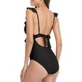 thumbnail image 5 of Womens Ruffle Cut Out One Piece Swimsuits Strappy Monokinis Swimwear Bathing Suits, 5 of 6