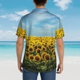 thumbnail image 6 of Balery Blooming Sunflower Field Print Men's Hawaiian Shirts Short Sleeve Beach Shirt Relaxed Fit Vacation Button Down Shirts-XX-Large, 6 of 9