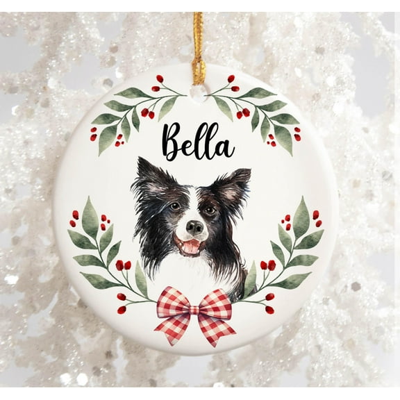 Border Collie Personalized Ceramic Ornament – Custom Pet Christmas Keepsake