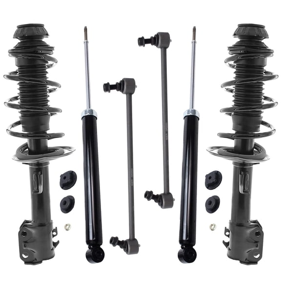Detroit Axle - 6pc Suspension Kit for Toyota 2012 2013 2014 Yaris, 2 Front Struts with Coil Spring Assembly 2 Rear Shock Absorbers 2 Sway Bar End Links