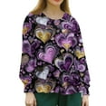 thumbnail image 4 of Women Valentines Scrub Jackets Plus Size Casual Snap Front Cute Love Heart Printed Scrub Tops Hoilday Long Sleeve Scrubs Medical Nurse Uniform Nursing Workwear with Pockets Light Purple 3XL, 4 of 4