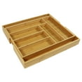 WKWKER Expandable Utensil Holder Bamboo Flatware Storage Tray