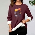 thumbnail image 2 of Women's Fleece Thermal Shirts Crewneck Pullover Tops 2025 Winter Warm Sherpa Lined Sweatshirts Cute Floral Graphic Base Shirt Long Sleeve Casual Cozy Loungewear Cold Weather Clothes for Leggings, 2 of 4