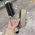 thumbnail image 3 of 2-in-1 Portable Folding Comb & Mirror - Diamond Air Cushion, Rhinestone Bling, Compact Travel Hair Brush & Makeup Tool, 3 of 5