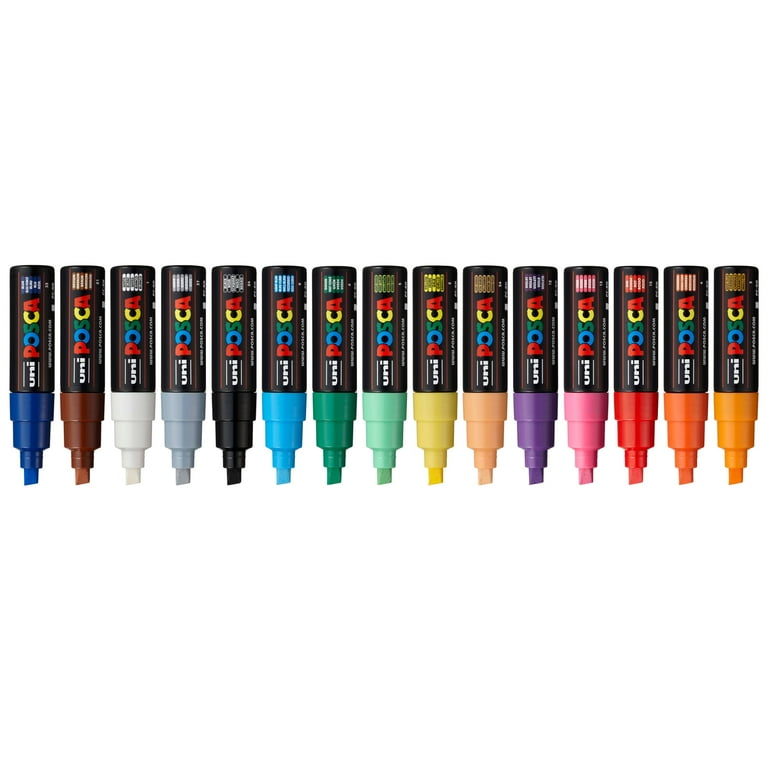 Uni POSCA PC-8K Water-Based Markers, Broad Tip (8mm), Assorted Ink