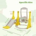 thumbnail image 6 of Ealing 4 in 1 Slide and Swing Set for Toddler Age 1–2 Indoor Outdoor Baby Swing Toys Playset with Climber Basketball Hoop, Yellow, 6 of 7