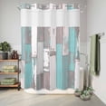 thumbnail image 6 of No Hook Shower Curtain, Turquoise Gray Shower Curtains for Bathroom with See Through Top Window, Country Retro Mottled Texture Wood Grain Waterproof & Washable Bath Curtain Extra Long 72"x96", 6 of 9