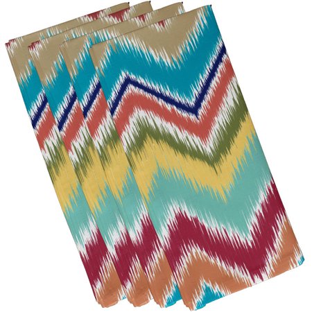 Simply Daisy 19  x 19  ikat-arina Chevron Stripes Print Napkins  Set of 4