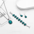 thumbnail image 4 of SPRING PARK 4Pcs/Set Earrings Bracelet Necklace Jewellery Set Vintage Antique Silver Turquoise Stone Bracelet, 4 of 6